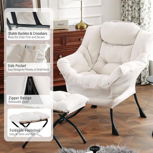 Furlide Lazy Chair with Ottoman, Soft Comfy Chair - Image 5