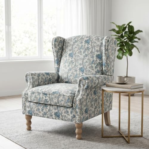 Mid Century Floral Wingback Chair - Image 2