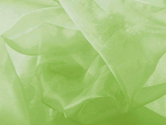 Organza Fabric 5 Yard Bridal Solid Sheer Organza Fabric Bolt for Wedding Dress, Fashion, Crafts, Decorations Silky Shiny Organza 44" - (5 Yard, Lime Green)