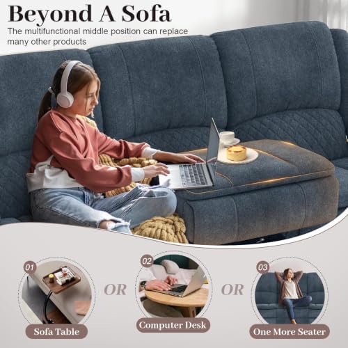 3 Seater Reclining Sofa with Multi-Functional Middle Seat - Image 3