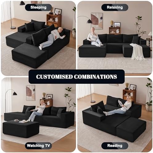 Mangodan 110” Cloud Sectional Couch, Boneless Sofa - Image 4