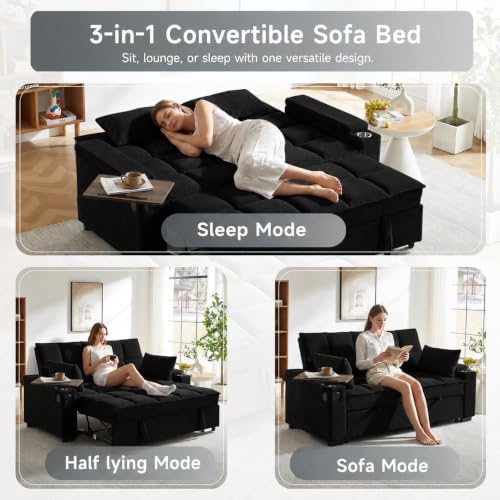 Auvsoce 74" 3-in-1 Convertible Sleeper Sofa Bed, Pull Out Couch - Image 3