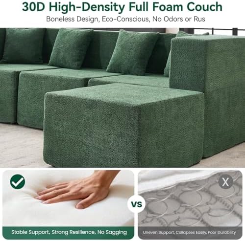 MONVANE Oversized U-Shaped 8 Seat Modular Sectional Sofa, Forest Green - Image 4