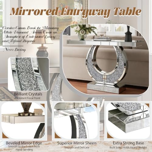 Mirrored Console Table & Round Wall Mirror Set - Image 5