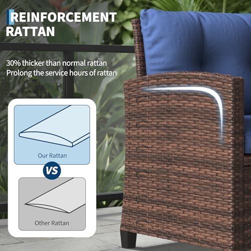 IDEALHOUSE 3 Piece Outside Patio Furniture Set, Outdoor Wicker Chair - Image 6