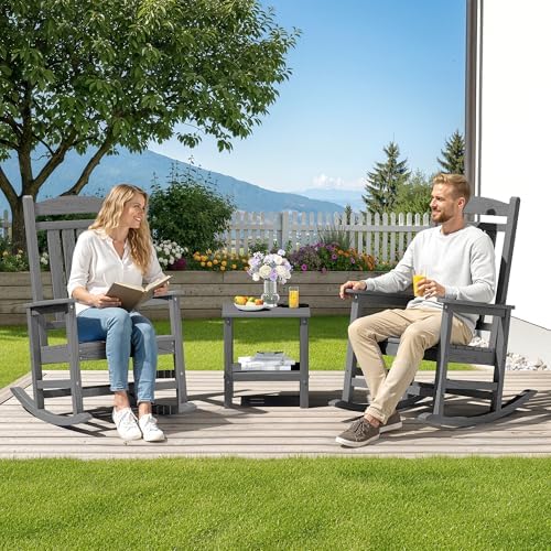 SERWALL Outdoor Rocking Chair Set of 2, Oversized Patio Rocking Chair - Image 2
