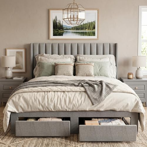 GarveeHome Queen Bed Frame, Bed Frame Upholstered Platform Bed by GarveeHome