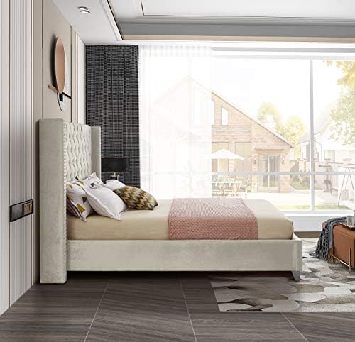Meridian Furniture Aiden Collection AidenCream-K Modern | Contemporary Velvet - Image 6