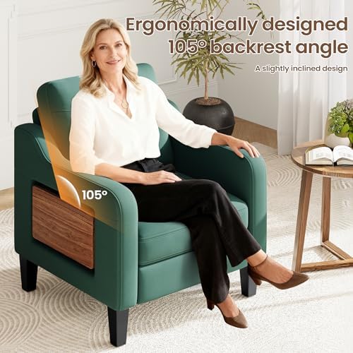 Upholstered Accent Chair with Foldable Side Table - Image 6