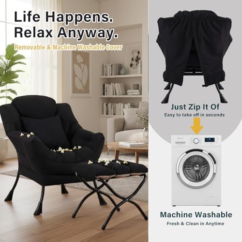 Lazy Chair with Ottoman, Comfy Reading Chair - Image 6