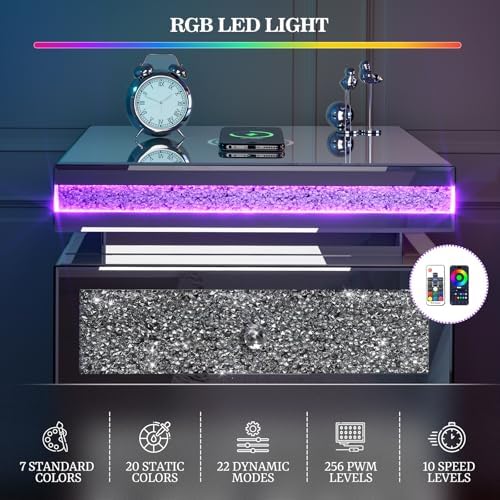 IKIFLY Mirrored Nightstand - Image 4