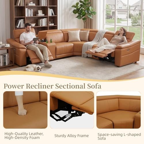 Leather Power Reclining Sectional Sofa, Recliner Sectional - Image 5