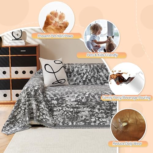 MYSKY HOME Couch Covers for 3 Cushion Couch Sofa, Chenille L Shape Sectional - Image 3