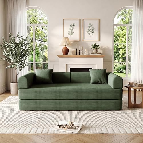 79'' Convertible Compressed Corduroy Folding Cloud Sofa Bed, 4 in 1 Modern - Image 4