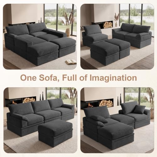 Boneless Couch with Storage, 48.6" Extra Deep-High Seat Modular Sectional Sofa - Image 7