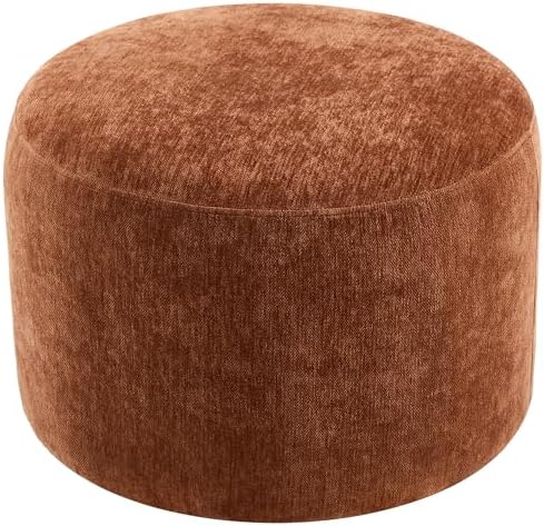 Upholstered Round Pouf Ottoman, Modern Footstool by Scingu