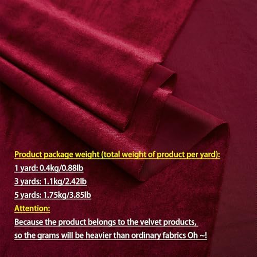 Wine Red Velvet Fabric by The Yard, 1 Yard - Image 3