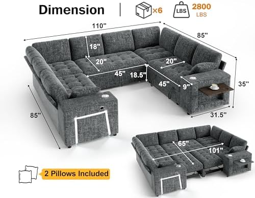 Vipbear 111" Modular Sectional Sleeper Sofa - Image 3