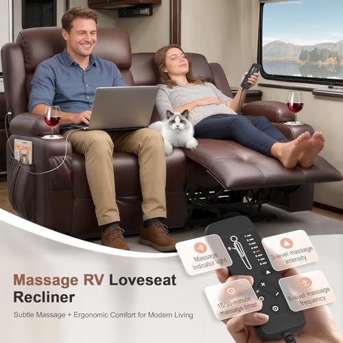 Reclining Loveseat Sofa, RV Loveseats Recliner Sofas Wall Hugger, Double - Image 5