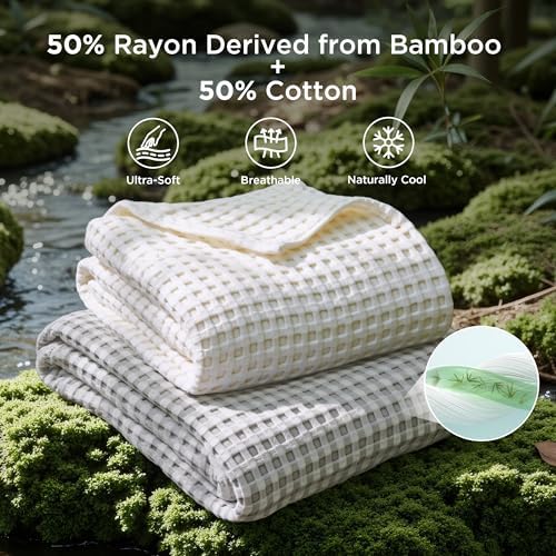 Bedsure Cooling Waffle Blanket for Hot Sleepers - Image 2