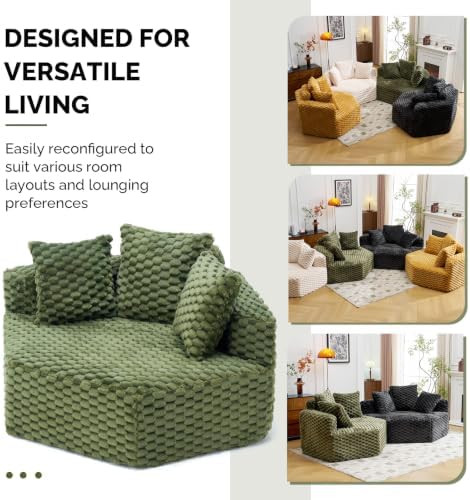 VINGLI Hexagon Boneless Chair, Modern Modular Chaise Lounge Sofa Bed, Corner - Image 3