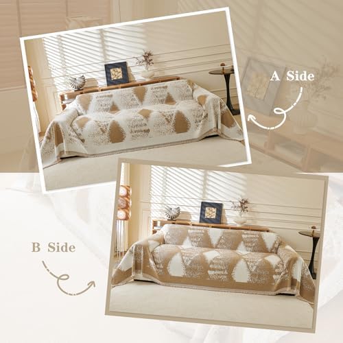 MYSKY HOME Sectional Couch Cover Khaki Geometric Rhombic Sofa Covers - Image 3