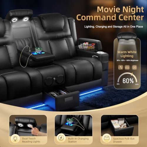 Power Loveseat Recliner Sofa, Home Theater Seating - Image 6