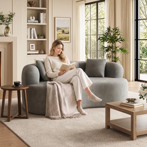 66" Boneless Loveseat Sofa Modern Curved Couch - Image 7