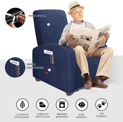 3 Pieces Plush Fabric Extra Small Recliner Chair Covers Stretch Recliner - Image 2