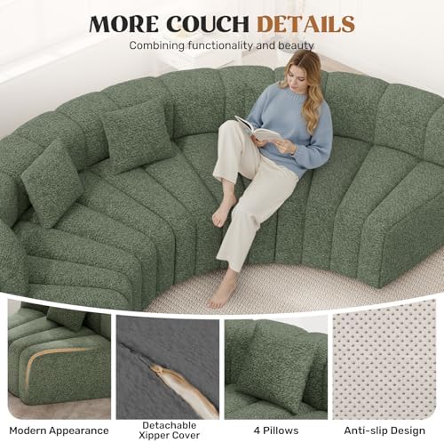 Luxanimarion Oversized Curved Cloud Couch, 8 Seater Modern Round Modular - Image 6