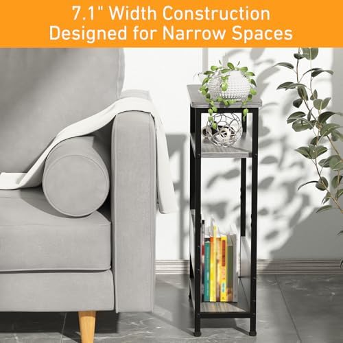 THUMEYE 7.1" Narrow Side Table for Small Spaces, 3 Tier Small End Table - Image 5