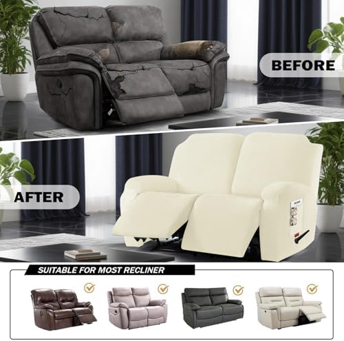 4 Pieces Stretch Recliner Loveseat Covers - Image 4
