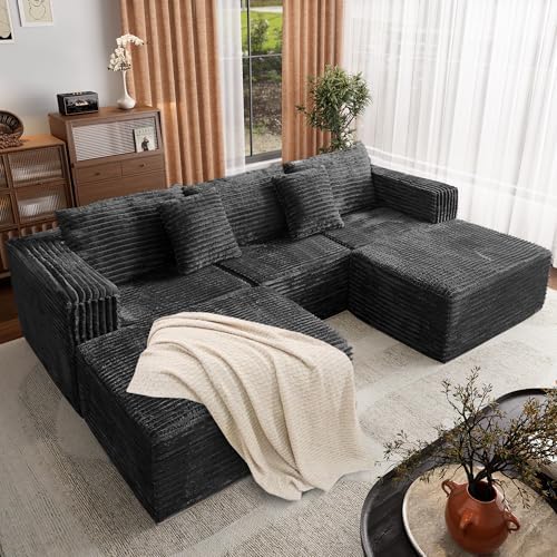 110 Corduroy Modular Sectional Boneless Sofa by Garaneeds