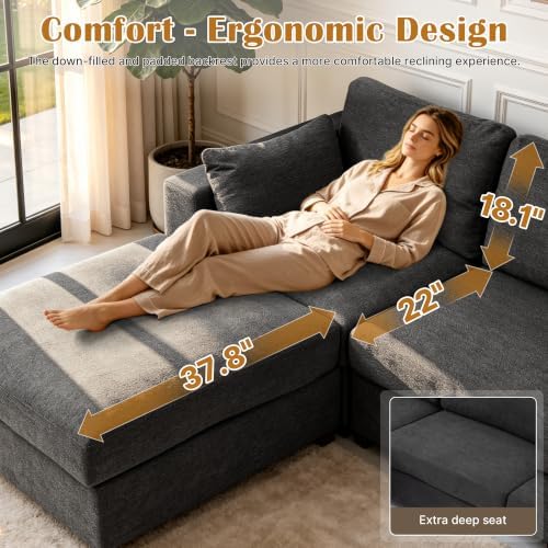 Oversized Modular Sectional Sofa, Dark Grey - Image 3