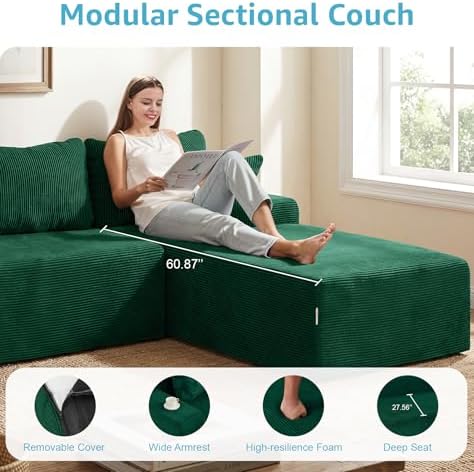 Hobestluk Boneless Couches Modular Sectional Sofa L-Shape Oversized Chaise - Image 4