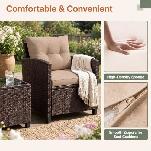 COSTWAY 3PCS Wicker Patio Furniture Set - Image 5