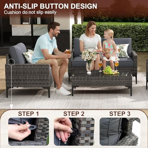 4 Piece Patio Furniture Set, Wicker Modular Outdoor Furniture - Image 5