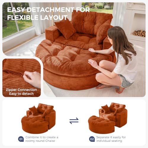 MAXYOYO Oversized Round Chaise Lounge Sofa, Boneless Chair - Image 5