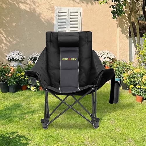 Unisakey Oversize Foldable Rocking Camping Chair300lbs Capacity, Deep Gray - Image 2