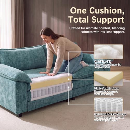 Homall 79.3" Loveseat Sofa, Cloud Sofa Couch, Deep Seat, Dark Blue - Image 6