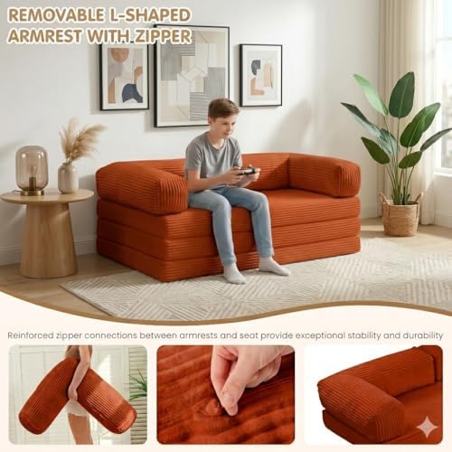 Convertible Sofa Bed Queen, 5-in-1 Boneless Couch - Image 4