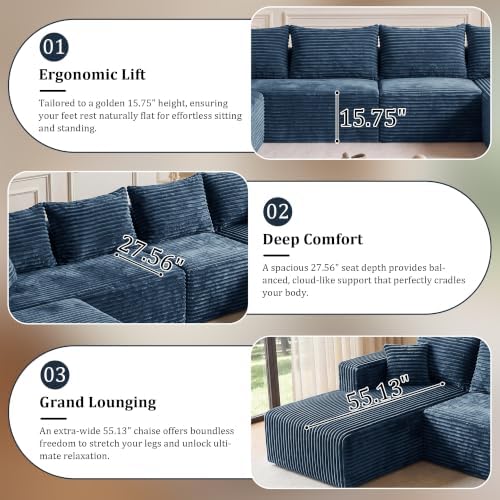 Boneless Couch U-Shaped Sectional Sofa - Image 4