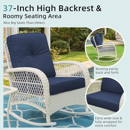 MEETWARM Outdoor Wicker Rocking Chairs Set of 2, Rattan Patio Rocker Chairs - Image 6