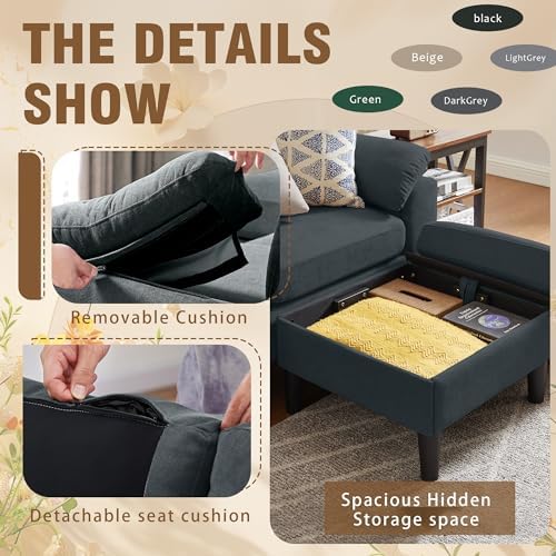 2 Piece Sectional Sofa Set, Movable Ottoman and Loveseat Sofa Set Polyester - Image 5