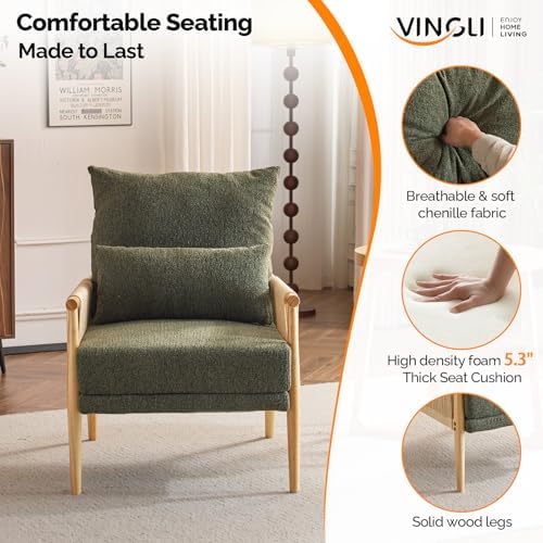VINGLI Boho Braid Accent Armchairs Set of 2, Mid-Century Modern Chiars - Image 6