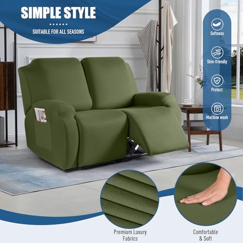 TAOCOCO Recliner Loveseat Slipcover, 2 Pieces Polyester Fabric Stretch Sofa - Image 2