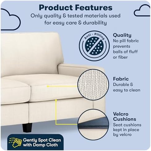 Serta Palisades 73" Track Arm Sofa, Easy Care Polyester, Soft Pillow Back - Image 3