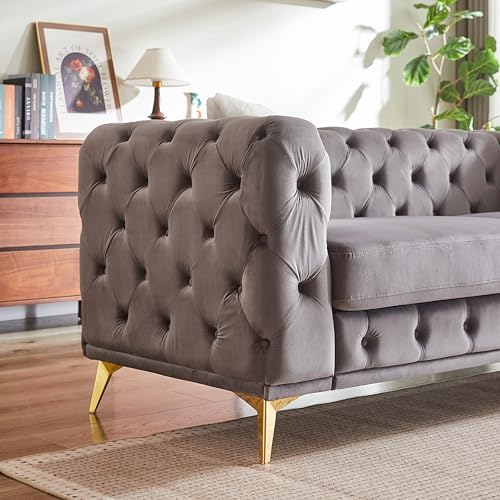 KEIKI 83" Luxury Oversized Velvet Chesterfield Sofa - Image 6