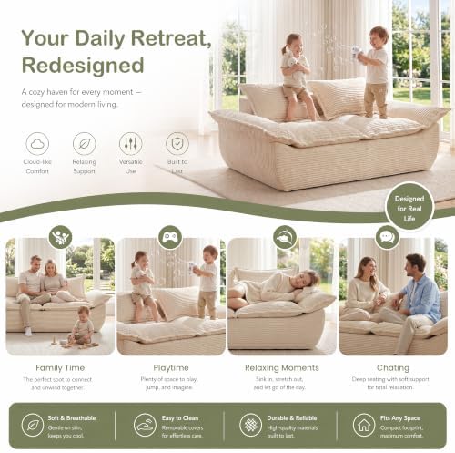 JUIKURY 70" Convertible Corduroy Sofa Bed, Boneless Foldable Loveseat Sleeper - Image 4