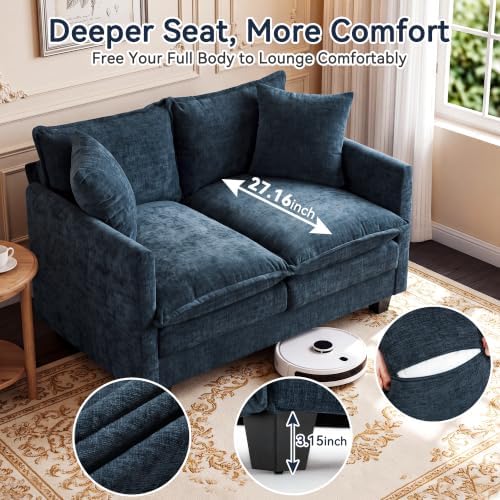 Loveseat Sofa, Soft Chenille Cloud‑Cushion Small‑Space Couch - Image 3